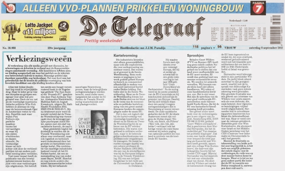 Ons boek besproken in de Telegraaf van 8 september 2012